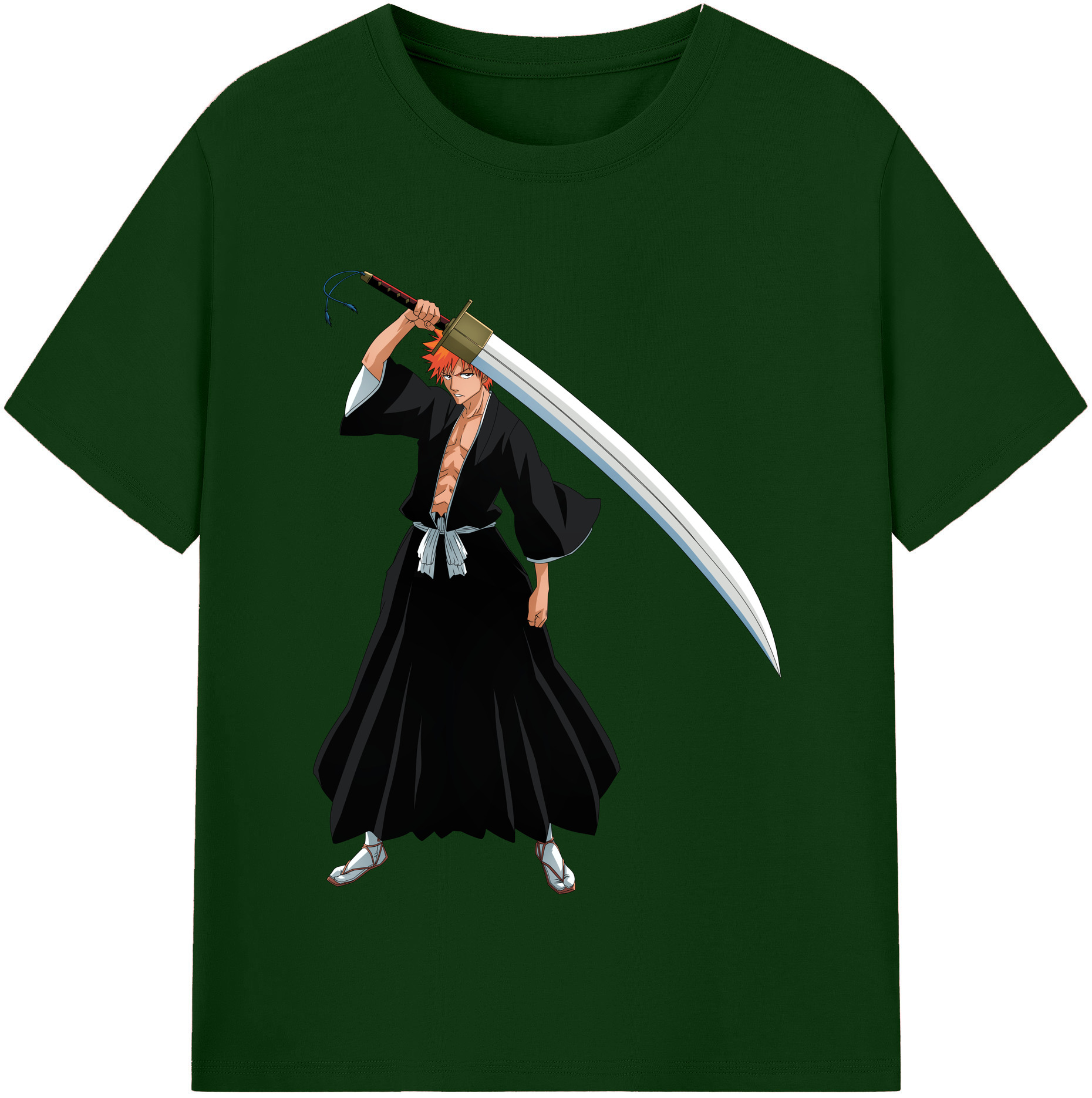 （画像用） ブリーチ 黒崎一護（くろさき いちご）BLEACH Kurosaki Ichigo 綿100％半袖Tシャツ（フロントプリント）